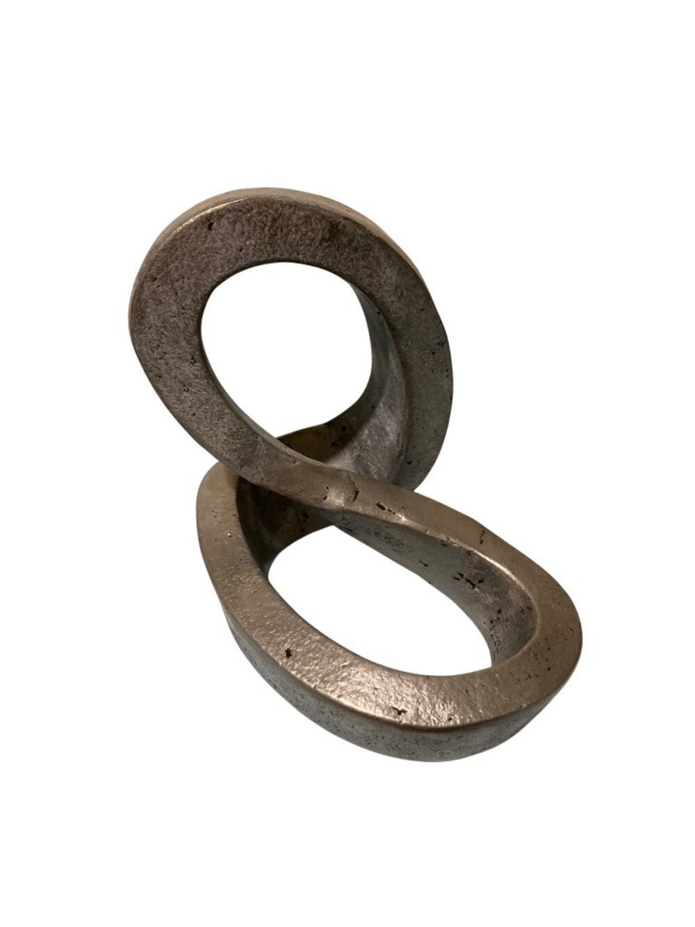Abstract Metal Infinity Knot Sculpture With A Twisted Loop Geometric Desgin